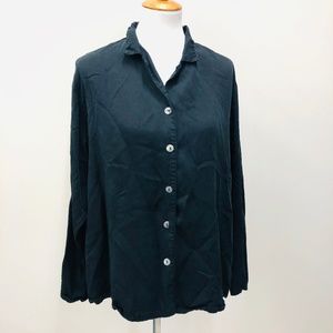 Bryn Walker Top XL Black Lagenlook Boxy Loose